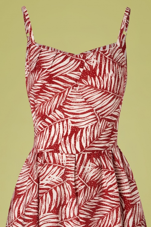 Banned Retro - 50s Palm Days Dress in Burgundy 4