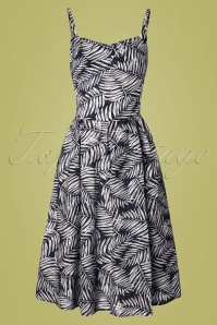 Banned Retro - 50s Palm Days Dress in Navy 2