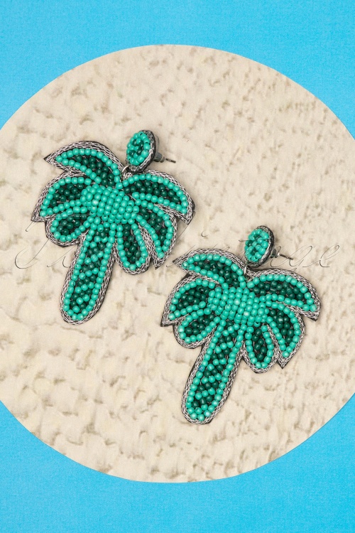 Darling Divine - 60s My Tropical Palm Tree Earrings in Green 3