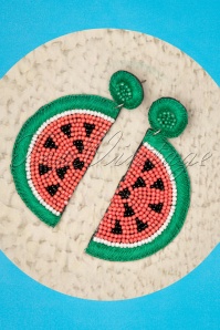 Darling Divine - 60s My Juicy Watermelon Earrings in Coral and Green 3