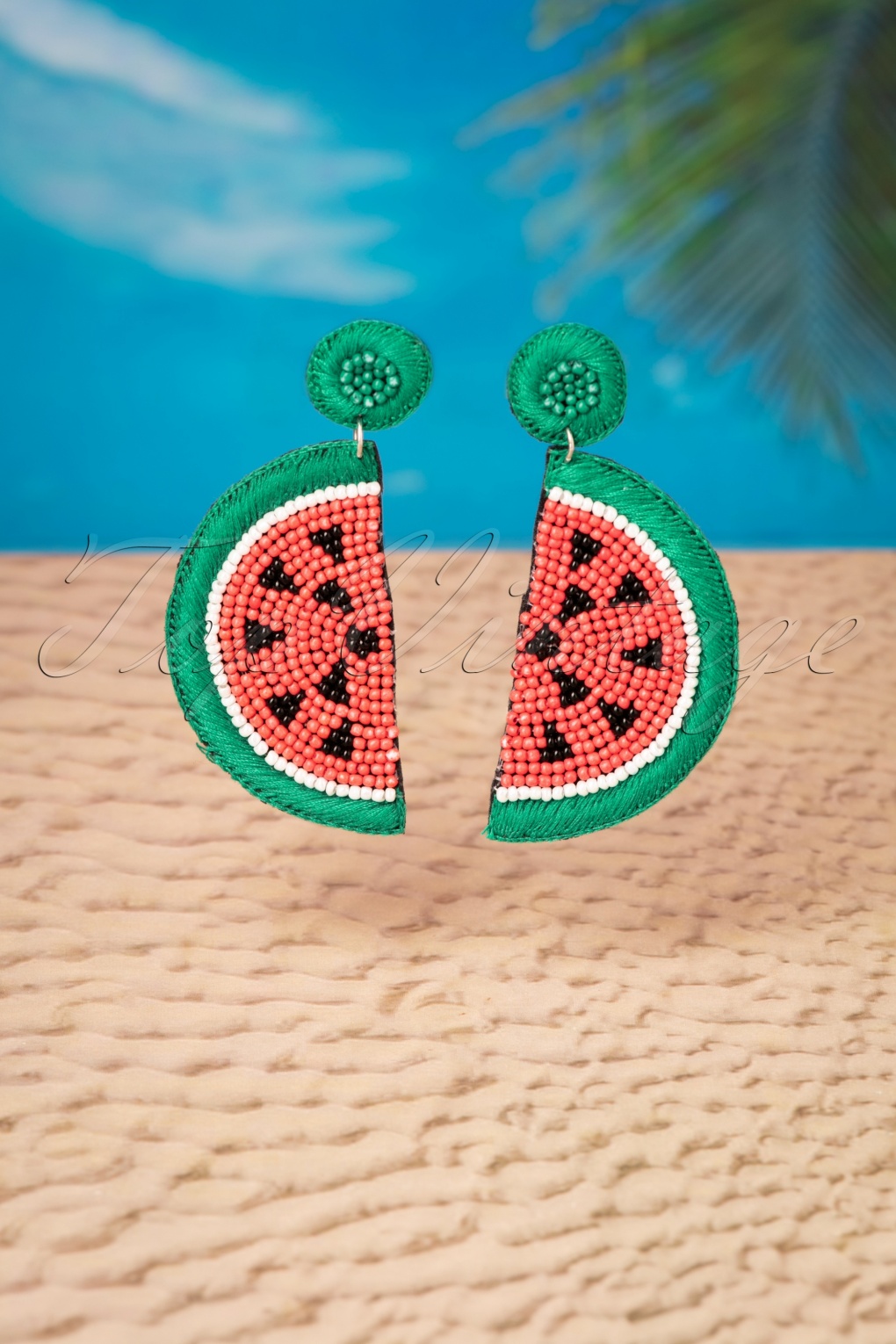 60s My Juicy Watermelon Earrings in Coral and Green