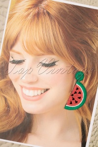 Darling Divine - 60s My Juicy Watermelon Earrings in Coral and Green 2