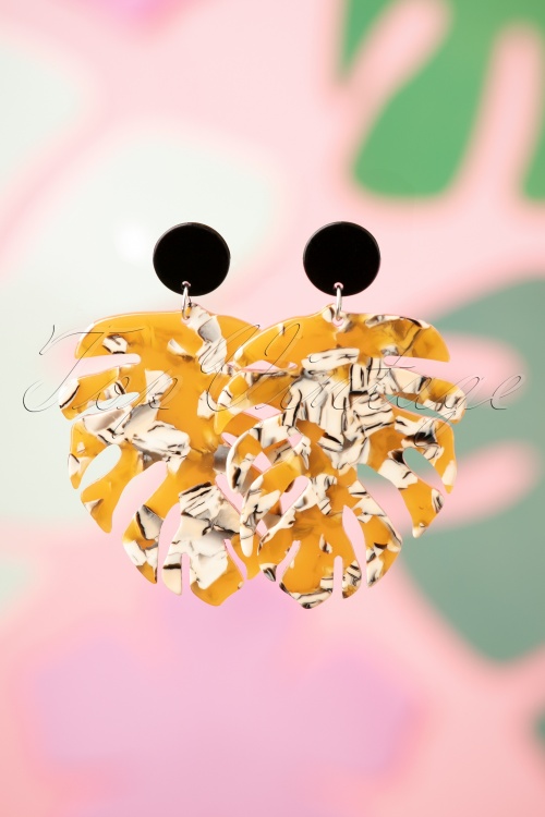 Darling Divine - Linda Leaf Earrings Années 70 en Moutarde