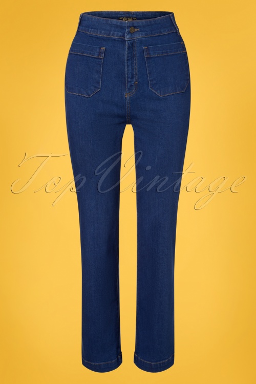 King Louie - Garbo Cropped Denim Pants Années 70 en Azur 2