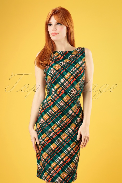 King Louie - 60s Alma Oxford Pencil Dress in Dragonfly Green