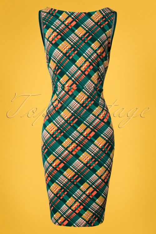 King Louie - 60s Alma Oxford Pencil Dress in Dragonfly Green 2