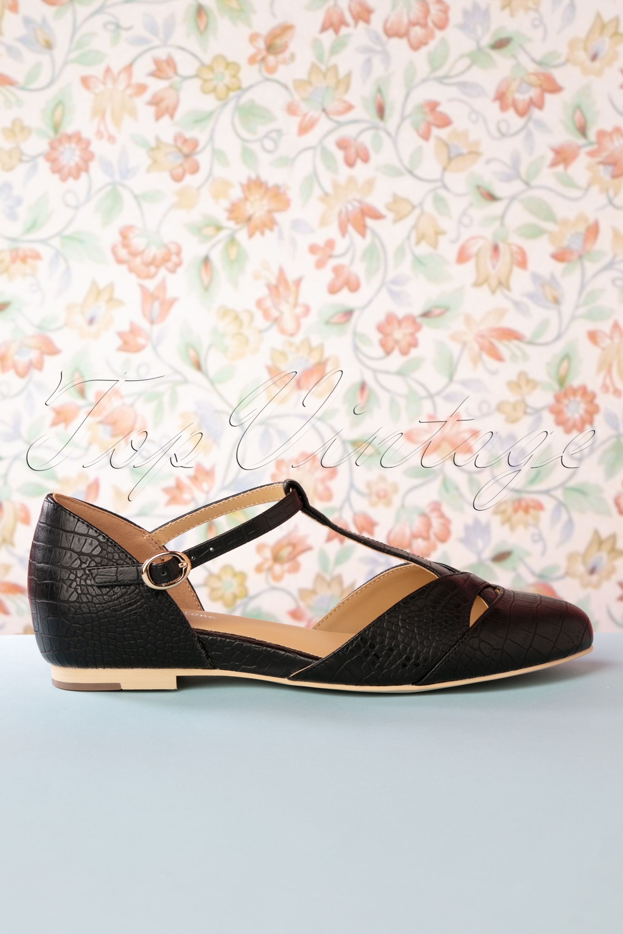 Charlie Stone - Roma flats met t-strap in zwart 3