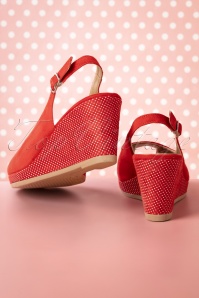 Tamaris - 50s Pindot Platform Sandals in Red 6