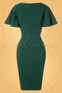 Vintage Diva  - The Olivia Pencil Dress in Forest Green 6