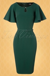 Vintage Diva  - The Olivia Pencil Dress in Forest Green 3