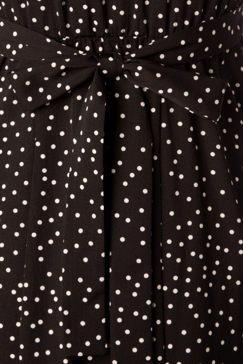 40s Cathleen Polkadot Midi Dress in Black