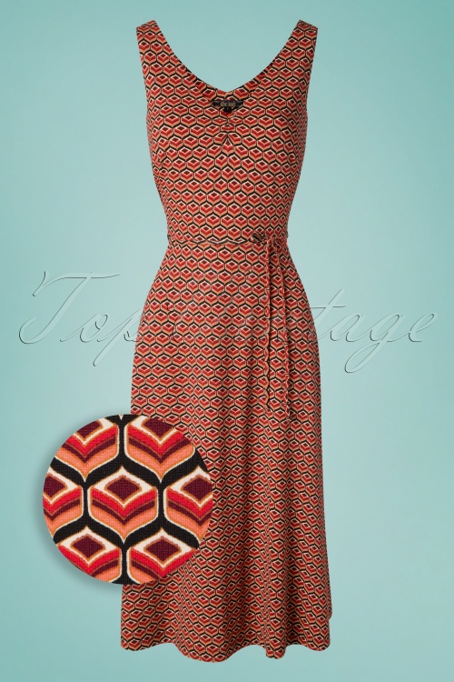 King Louie - 60s Anna Vongole Midi Dress in Beet Red 2