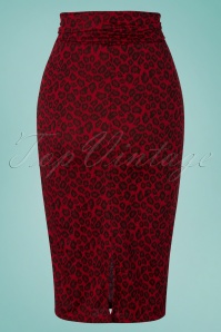 Vintage Chic for Topvintage - 50s Shana Leopard Pencil Skirt in Red 4