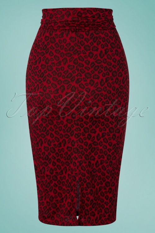 Vintage Chic for Topvintage - Shana Leopard Pencil Skirt Années 50 en Rouge 4