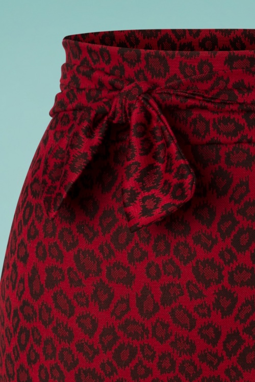Vintage Chic for Topvintage - Shana Leopard Pencil Skirt Années 50 en Rouge 3