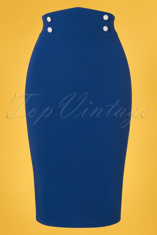Vintage Chic for Topvintage - Pia Pencil Skirt Années 50 en Bleu Royal 2