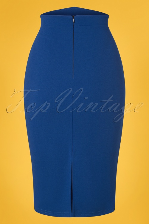 Vintage Chic for Topvintage - Pia Pencil Skirt Années 50 en Bleu Royal 3