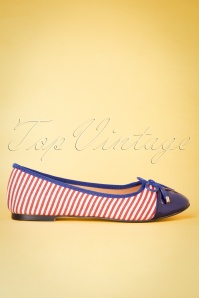 Banned Retro - 50s Devon Striped Flats in Red and Navy 4