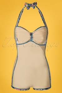 Red Dolly - 50s Vintage Camera One Piece Swimsuit in Blue 6