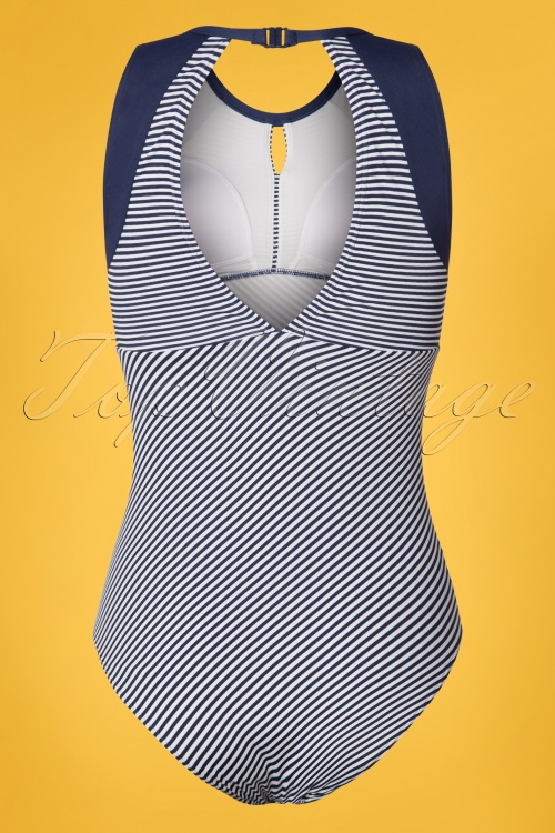 Tweka - 50s Loiza Stripes Swimsuit in Navy and White 3