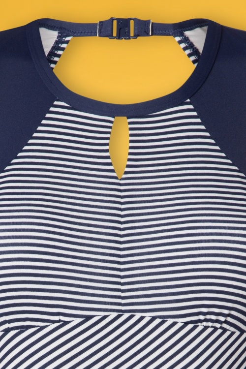 Tweka - 50s Loiza Stripes Swimsuit in Navy and White 4
