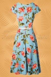 Vintage Chic for Topvintage - Maartje Swing-Kleid mit Blumenmuster in Blau 5