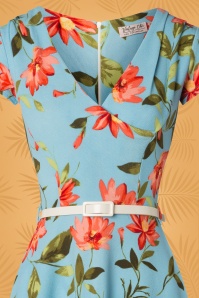 Vintage Chic for Topvintage - Maartje Swing-Kleid mit Blumenmuster in Blau 4