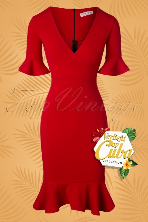 Vintage Chic for Topvintage - Abbey Pencil Dress Années 50 en Rouge 2