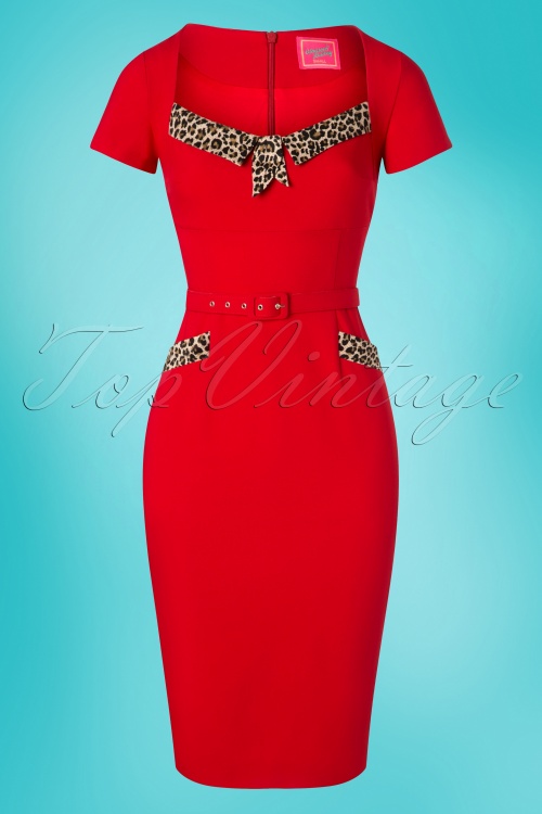 Glamour Bunny - 50s Ella Pencil Dress in Red 3