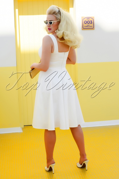 Glamour Bunny - 50s Trinity Swing Dress in Off White 2