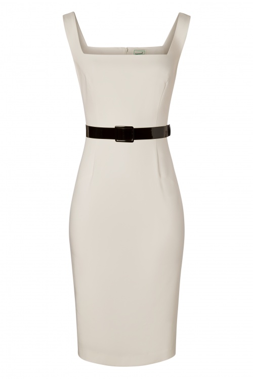 Glamour Bunny - 50s Rachel Pencil Dress in Off White 2