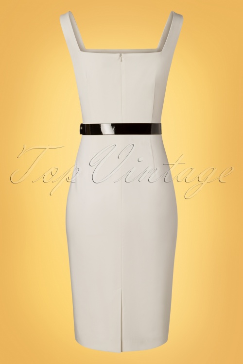 Glamour Bunny - Rachel Pencil Dress Années 50 en Blanc Cassé 5