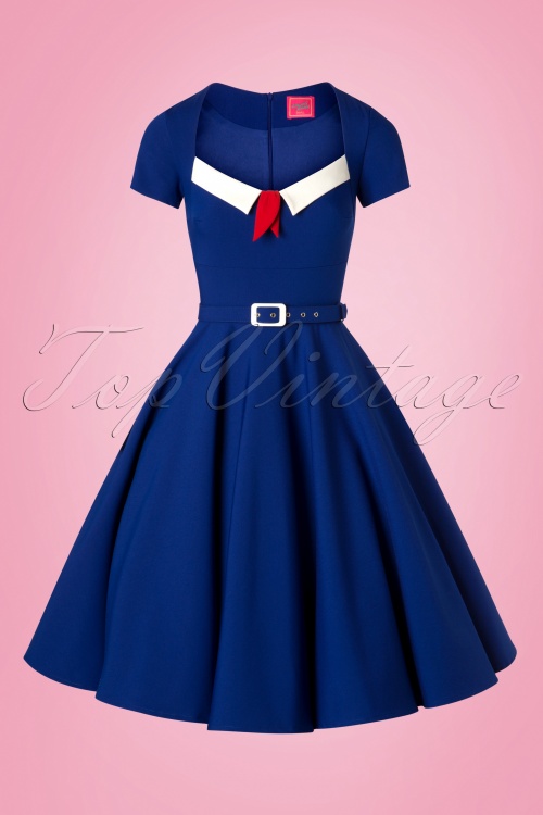 Glamour Bunny - 50s Ella Swing Dress in Royal Blue 7