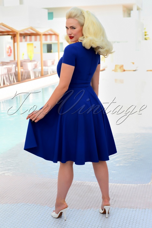 Glamour Bunny - 50s Ella Swing Dress in Royal Blue 4