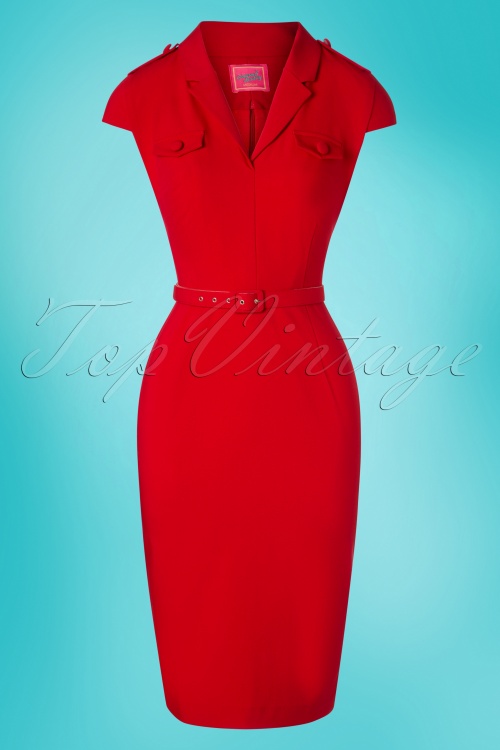Glamour Bunny - 50s Lydia Pencil Dress in Red 5
