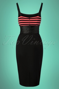 Glamour Bunny - 50s Didi Pencil Dress in Black and Coral 4