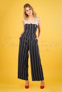 Banned Alternative - 20s Summer Breeze Jumpsuit in Navy and Grey