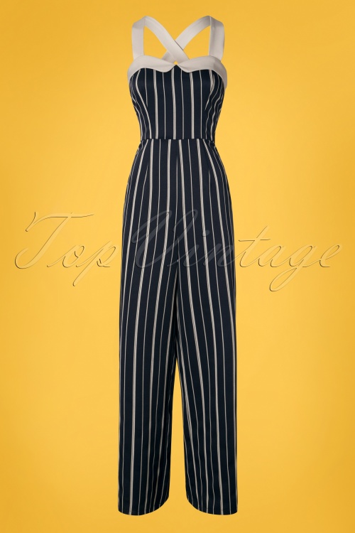Banned Alternative - 20s Summer Breeze Jumpsuit in Navy and Grey 2
