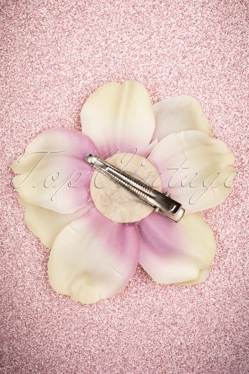 Lady Luck's Boutique - 50s Lovely Anemone Hair Clip in Cream and Lilac 3