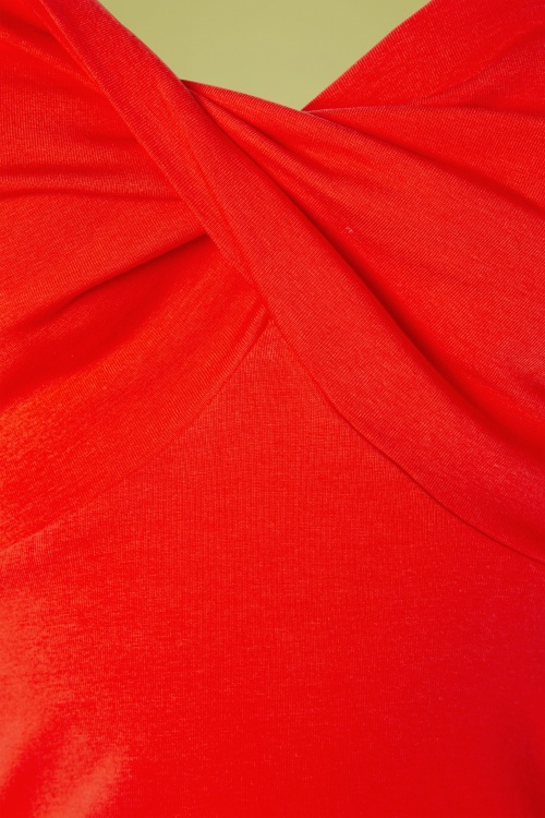 Banned Retro - 50s Wrap Front Top in Orange 3