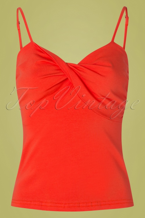 Banned Retro - 50s Wrap Front Top in Orange