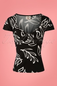 Banned Retro - 50s Palm Twist Front Top in Black 2