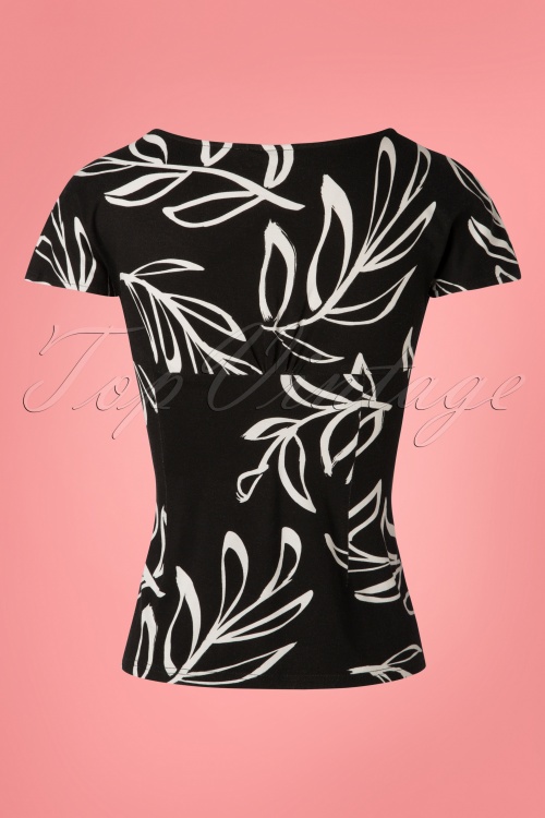 Banned Retro - 50s Palm Twist Front Top in Black 3