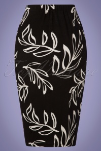 Banned Retro - 50s Glamour Tie front Palm Skirt in Black and White 3