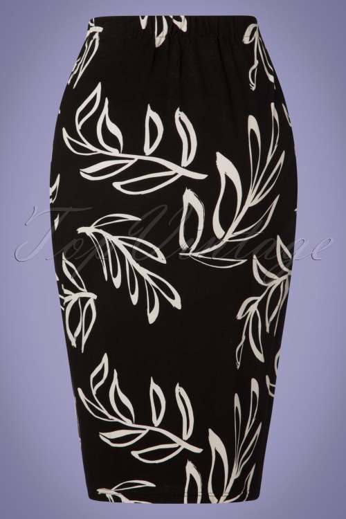 Banned Retro - Glamour Tie front Palm Skirt Années 50 en Noir et Blanc 3