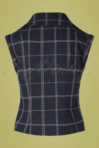 Banned Retro - 20s Chill Checks Blouse in Navy 3