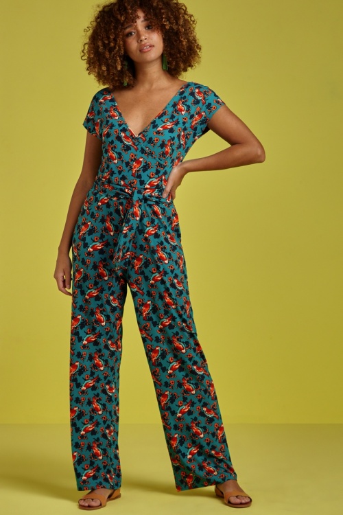 King Louie - 60s Mira Sing-A-Long Jumpsuit in Harbor Blue