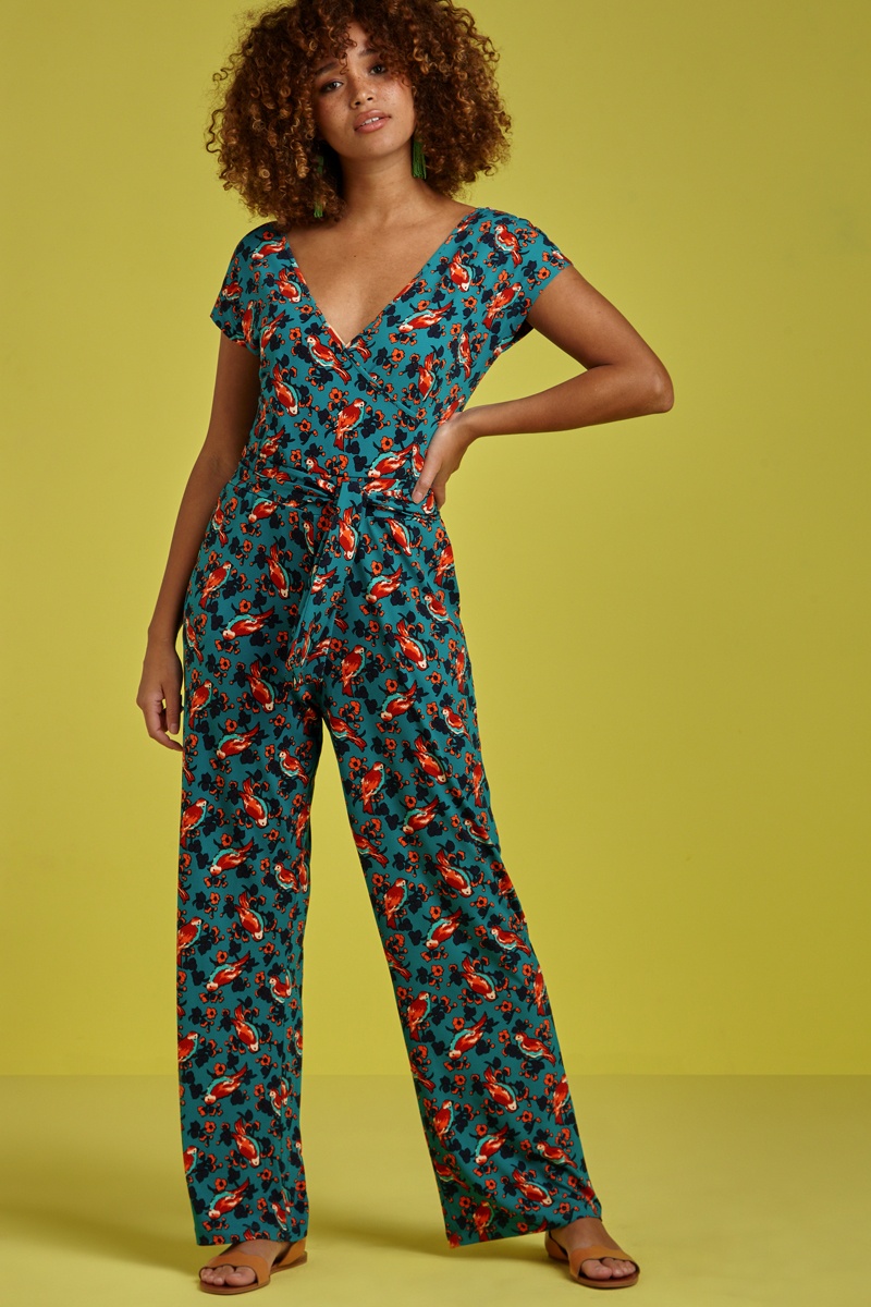 King Louie 60s Mira Sing-A-Long Jumpsuit in Harbor Blue