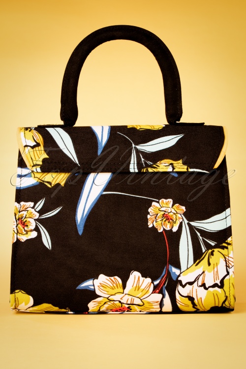 Ruby Shoo - Muscat Floral Handbag Années 60 en Noir 4