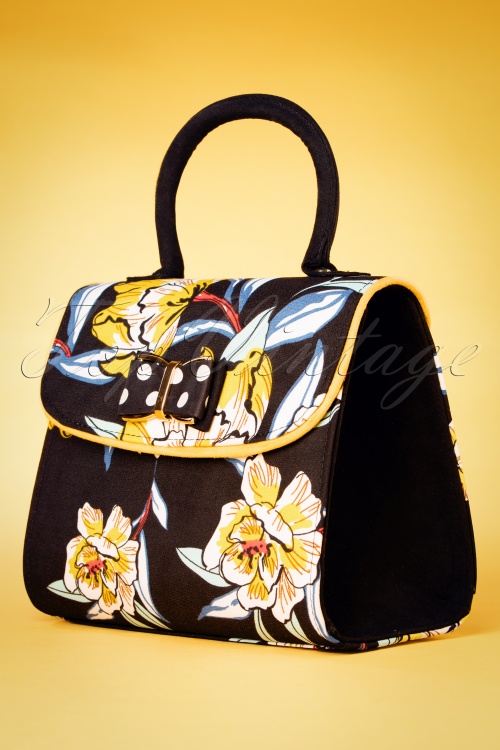 Ruby Shoo - Muscat Floral Handbag Années 60 en Noir 2